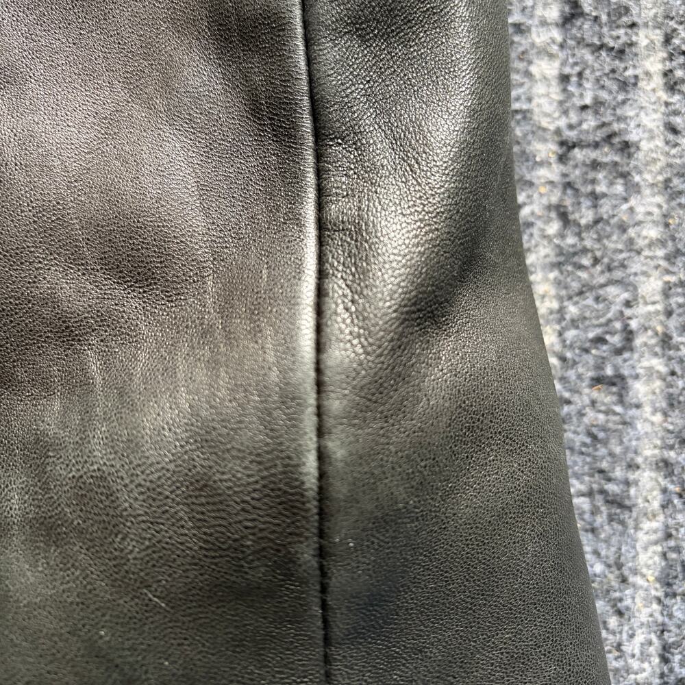 Andrew Marc Leather Coat Mid Length Fox Fur Trim Size Small - Picture 10 of 14